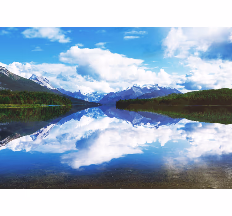 Tranquil Mountain Reflection landscape mural wallpaper - TenStickers