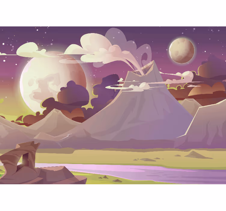 Fantasy wall mural fantasy mountain landscape - TenStickers
