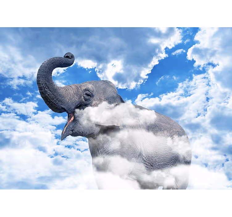 Elephant in clouds wall mural - TenStickers