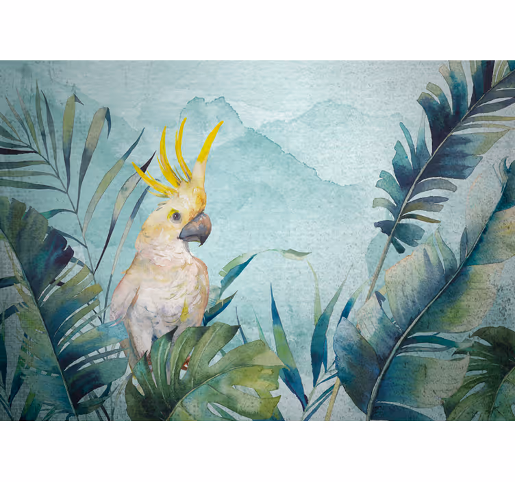Colonial style cockatoos with plants wall mural - TenStickers