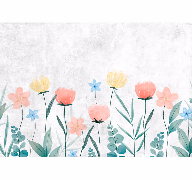 Flower mural blooming flower field - TenStickers