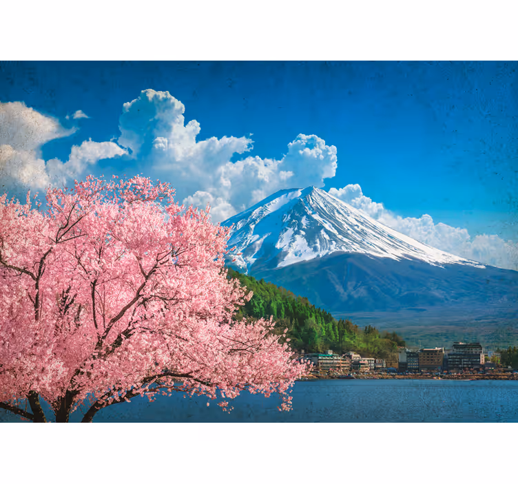 Cherry blossom trees a lake wall mural - TenStickers