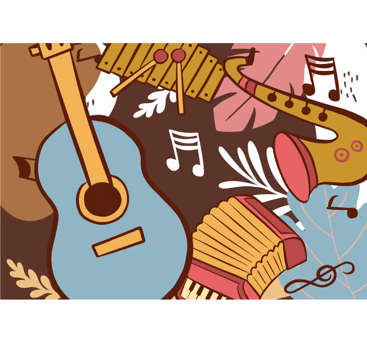 Music mural musical instruments layout - TenStickers