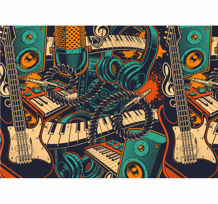 Music Illustration "Urban Style" wall mural - TenStickers