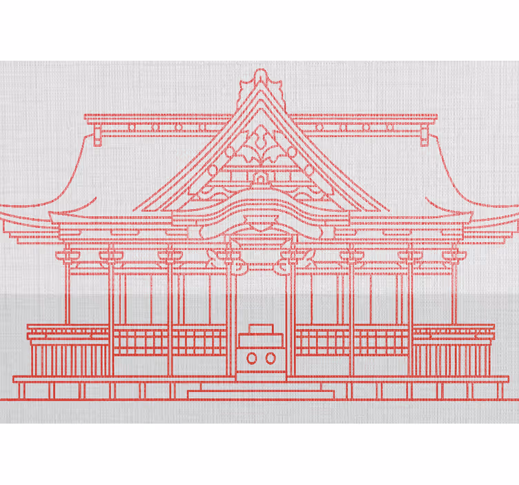 Red Japandi traditional house wall mural - TenStickers