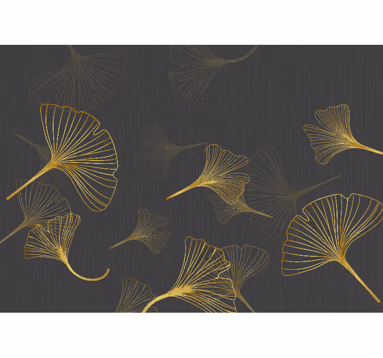 Flower mural with ginkgo leaf design - TenStickers