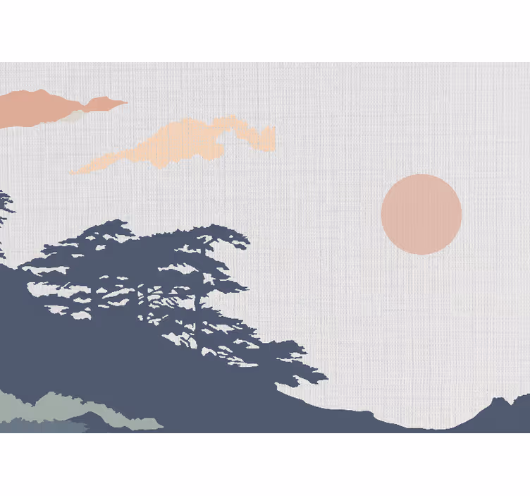 Japandi white artistic forest wall mural - TenStickers