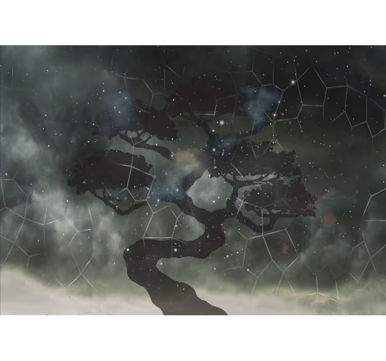 Space mural celestial tree silhouette - TenStickers