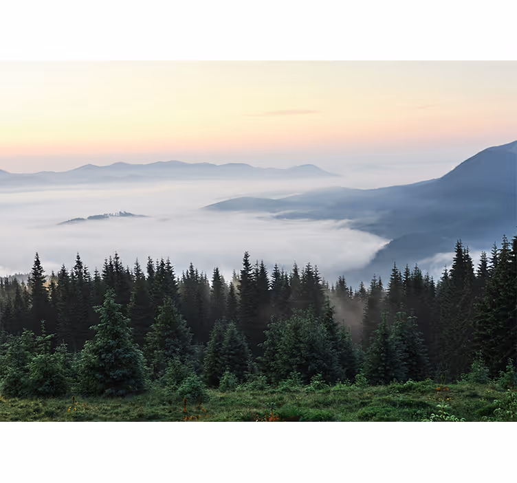Landscape mural wallpaper tranquil mountain view - TenStickers