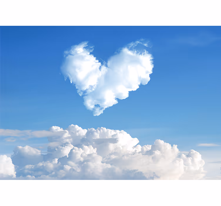 Love wall mural heart-shaped clouds design - TenStickers