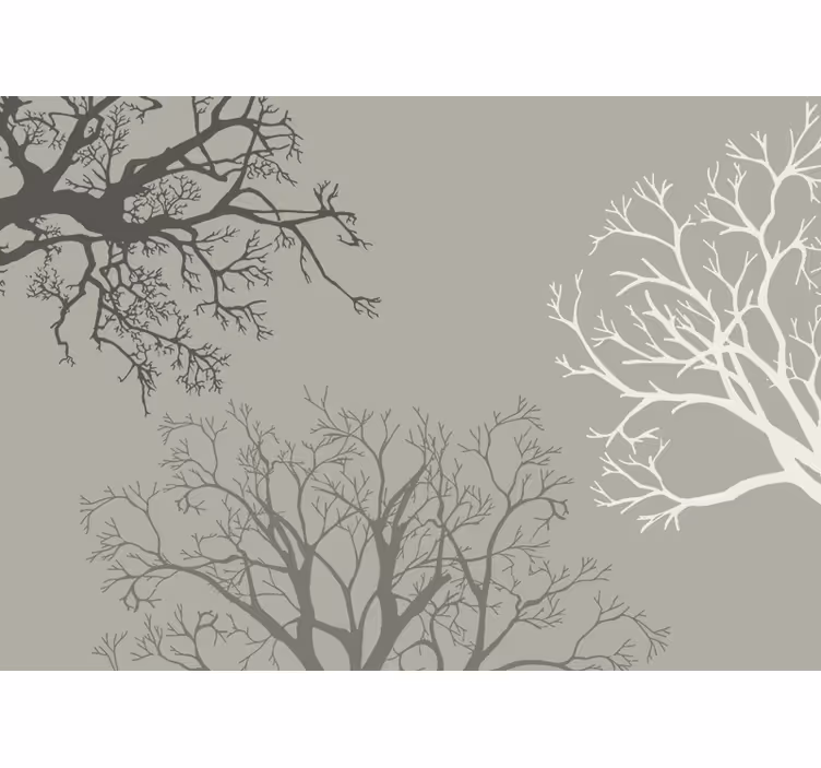 Solid color trees with grey modern wall mural - TenStickers