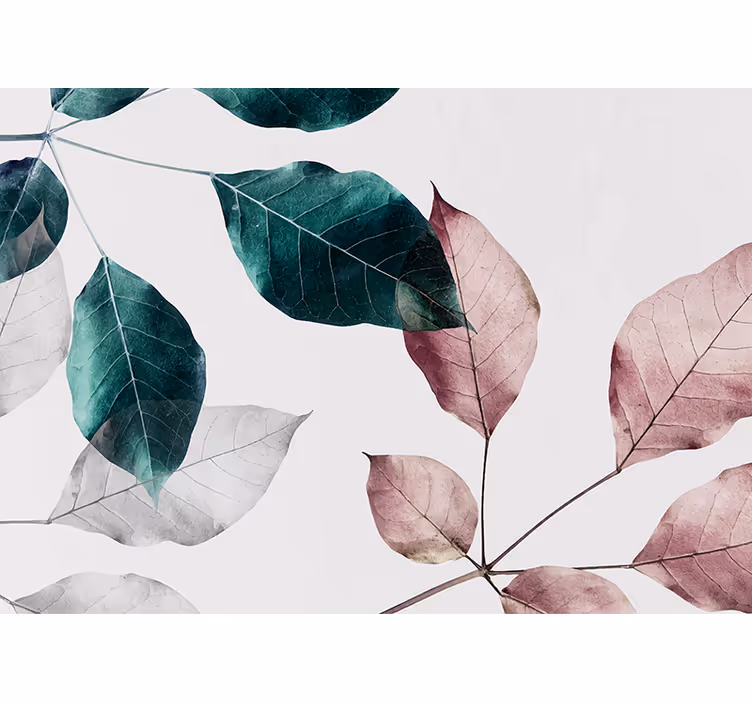 Nature wall mural elegant leaf design - TenStickers