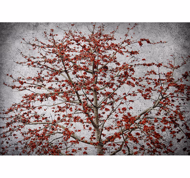 Flower mural red blossom tree - TenStickers