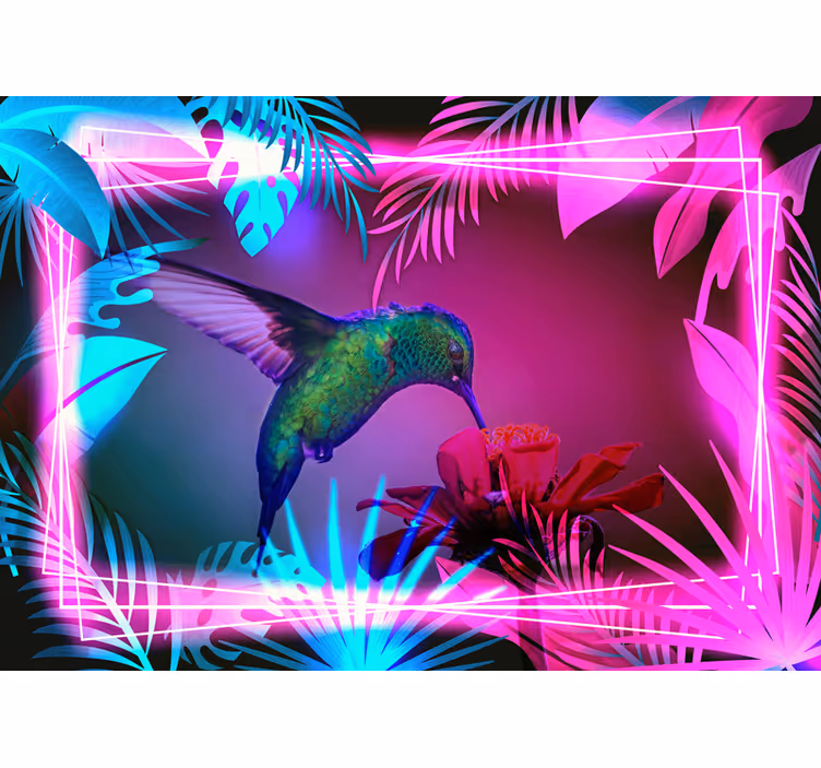 Kolibri Birds Neon wall mural - TenStickers