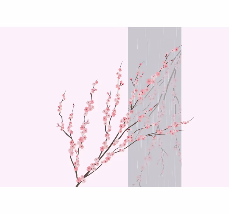 Flower mural gentle pink blossoms - TenStickers