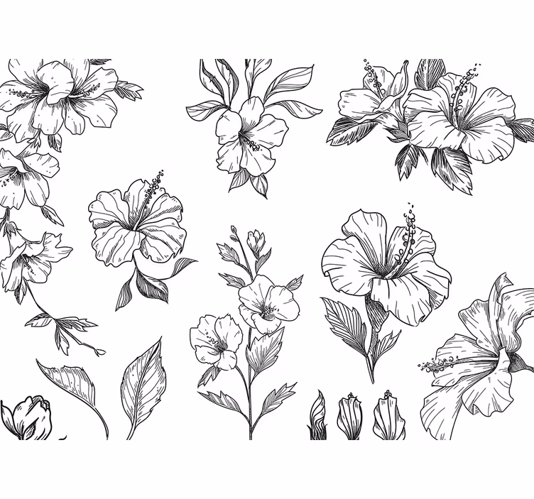 Flower mural hibiscus floral designs - TenStickers