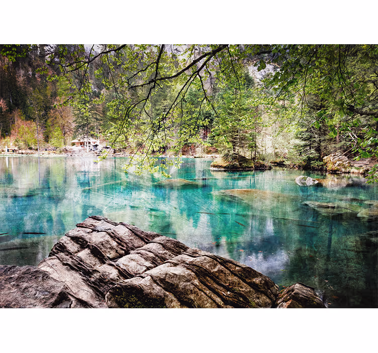Landscape mural wallpaper tranquil lake scene - TenStickers