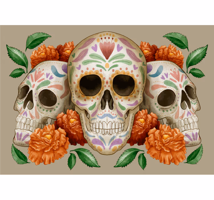 Mexican style skull wall mural - TenStickers