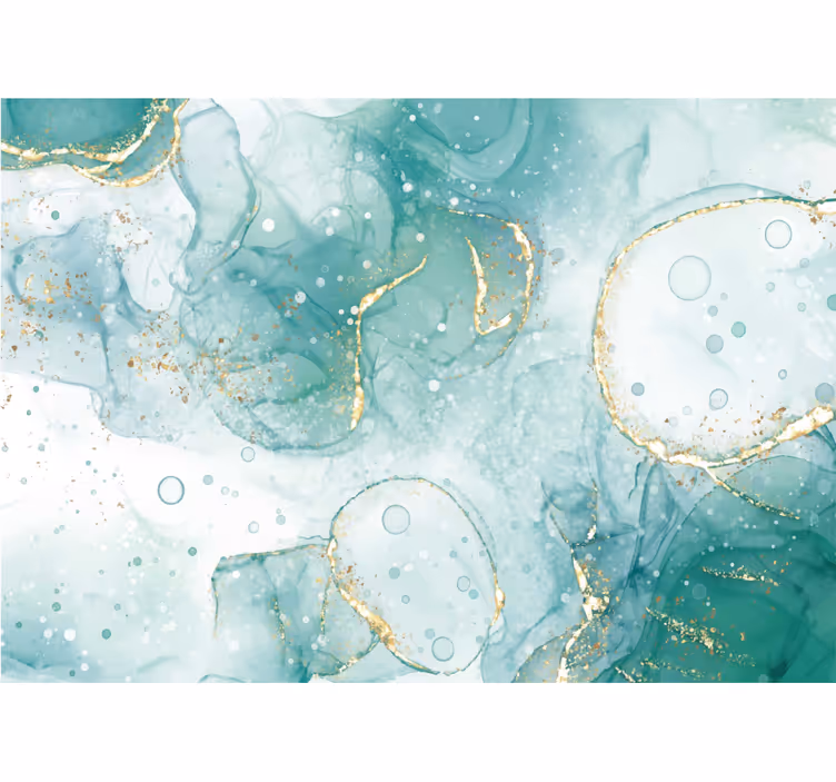 Turquoise and gold marble Bathroom Murals - TenStickers
