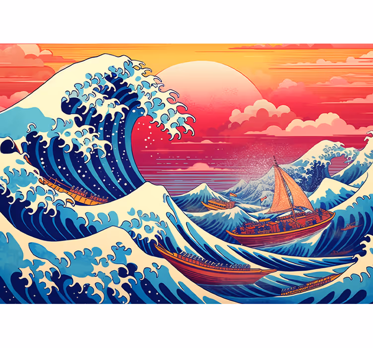 Japanese wave Classic Art Wall Mural - TenStickers