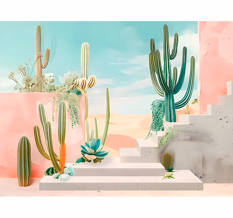 Cactus design desert mural - TenStickers