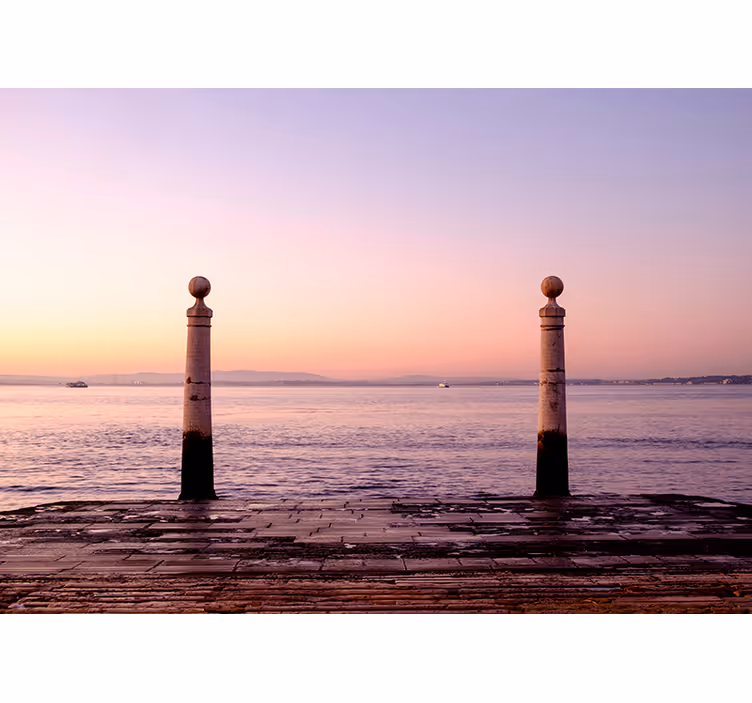 Sunset Pier Vista landscape mural wallpaper - TenStickers