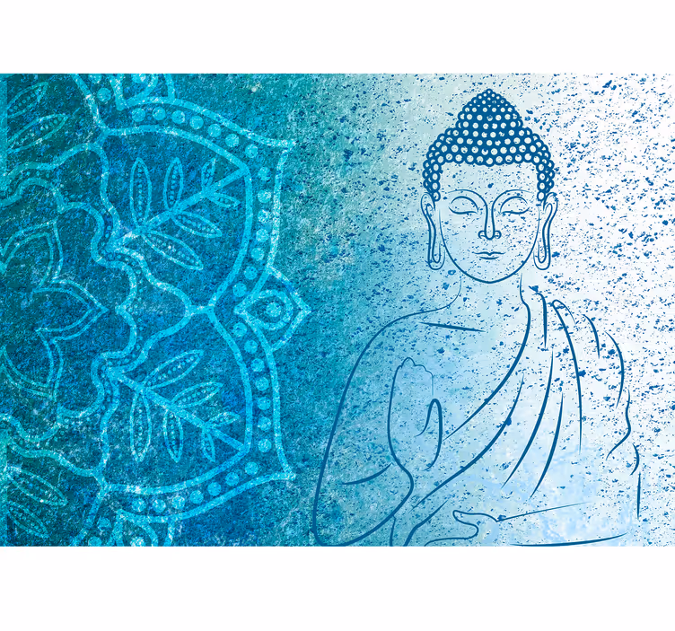 Buddha blue Mandala Wall Mural - TenStickers