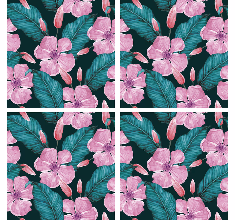 Floral and leaf pattern coasters - TenStickers