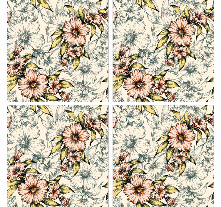 Vintage Floral Print Coaster - TenStickers