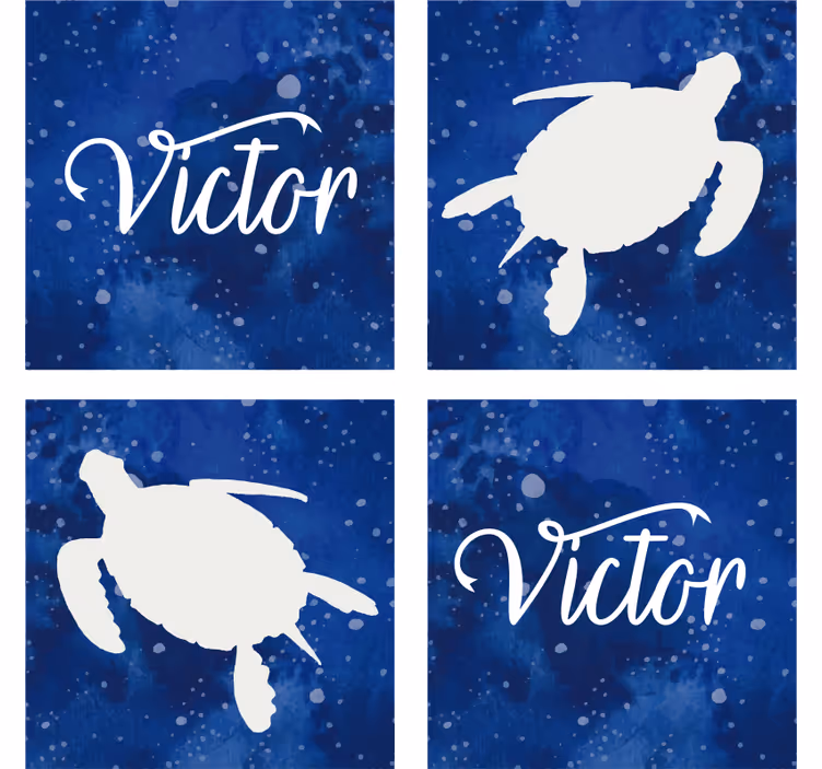 Personalizable coasters blue turtle silhouette - TenStickers