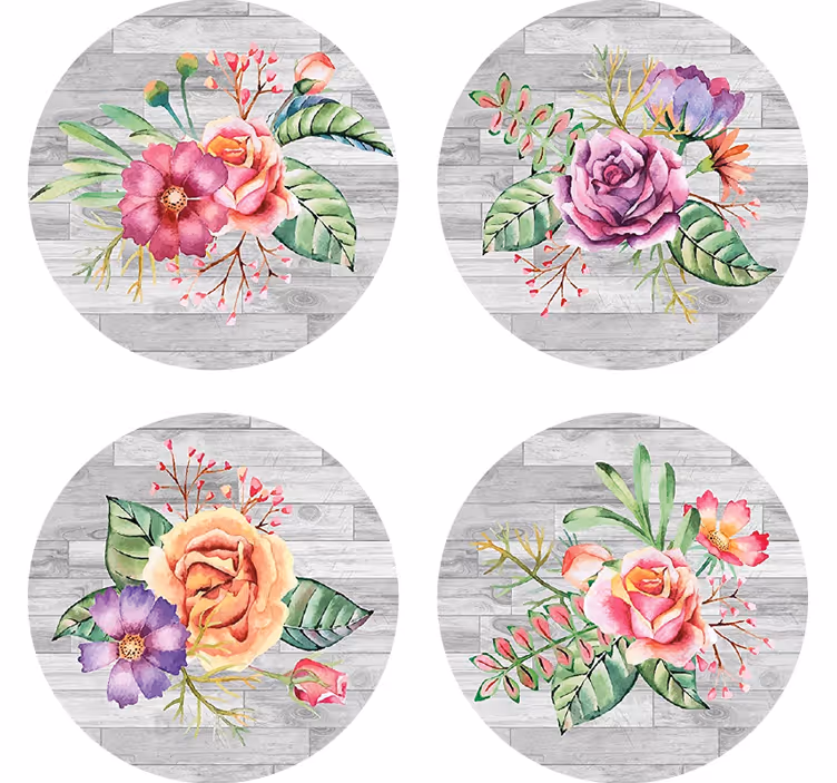 Modern coasters floral wood design - TenStickers