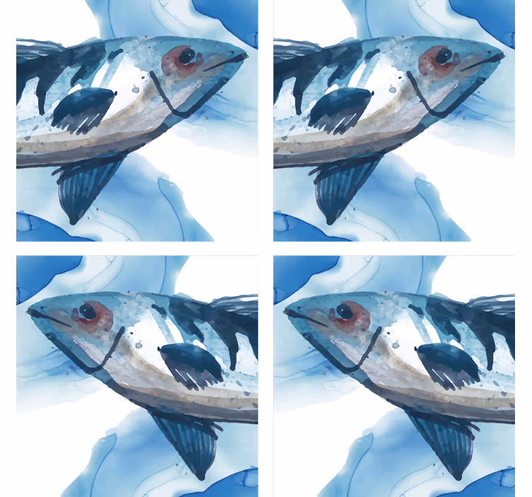 Geek coasters watercolor fish design - TenStickers