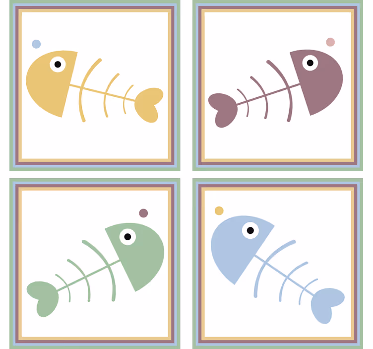 Colorful fish skeletons coasters - TenStickers
