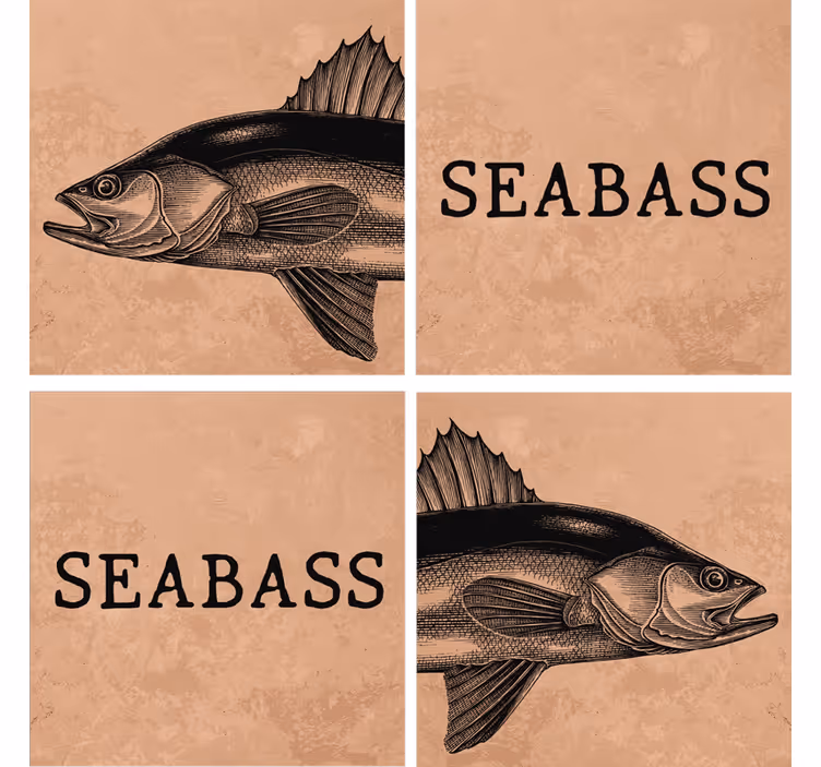Personalizable coasters seabass illustration art - TenStickers