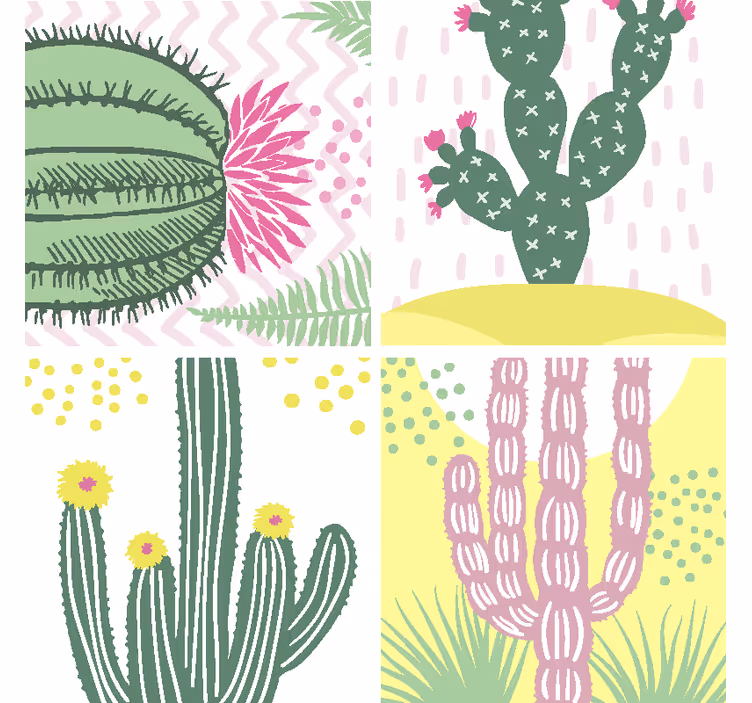 Cactus variety modern coaster - TenStickers