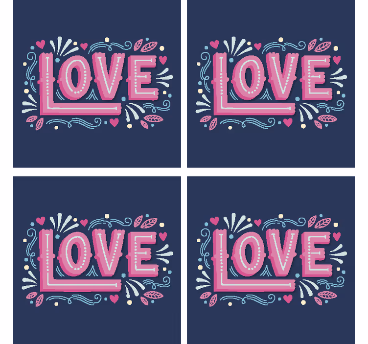 Text coasters playful love typography - TenStickers