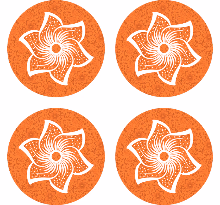 Stylish orange flora beer mats - TenStickers
