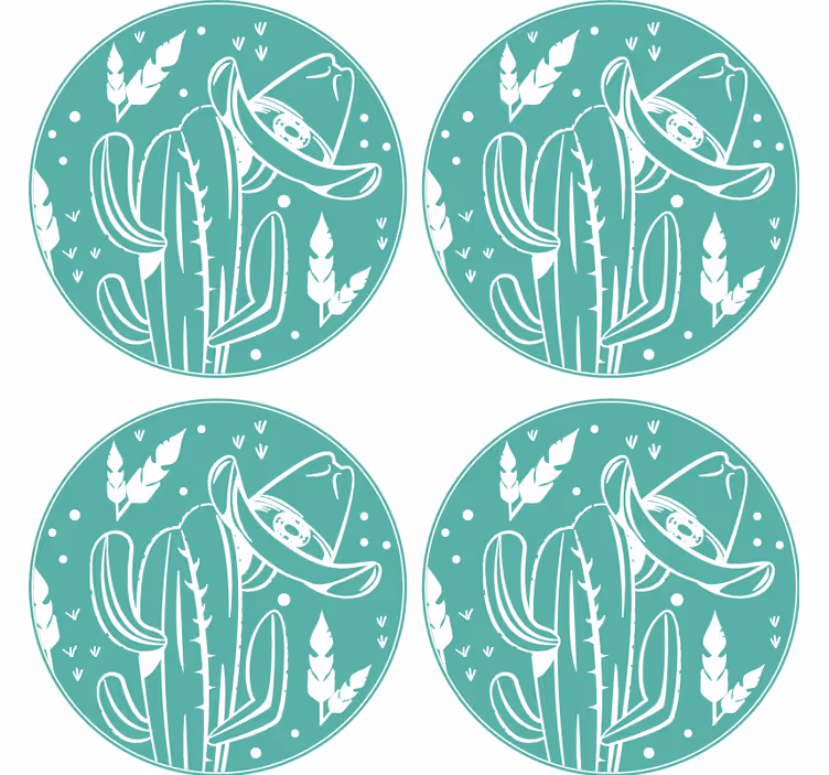 Cactus and hat western pattern drink coaster - TenStickers