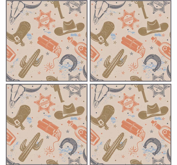 Geek coasters cowboy-themed designs - TenStickers