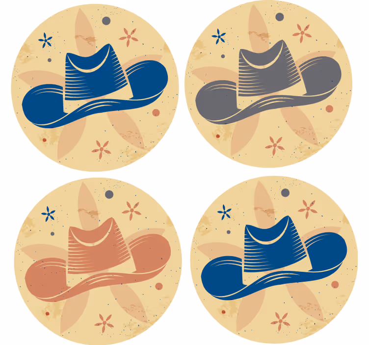 Geek coasters with stylized hat design - TenStickers