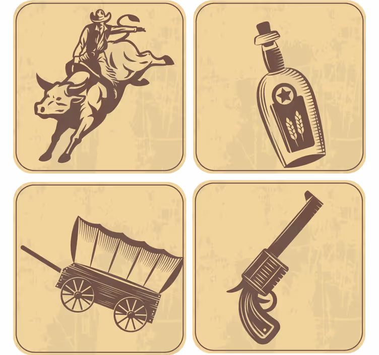 Cowboy Riding a bull drink coaster - TenStickers