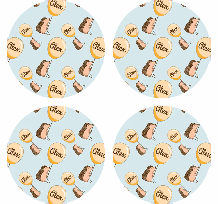 Personalizable coasters with playful hedgehog designs - TenStickers