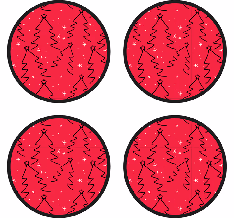 Christmas Tree line drink coaster - TenStickers