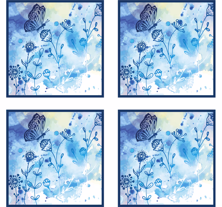 Floral watercolor motif coasters - TenStickers