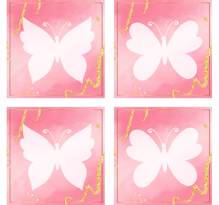 Pink butterflies butterfly coaster - TenStickers