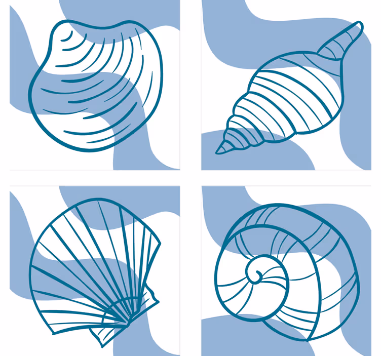 Geek coasters with stylized shell designs - TenStickers