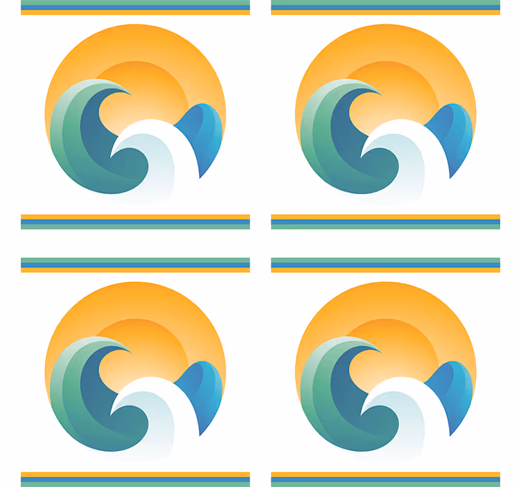 Sun and waves 70s coasters - TenStickers