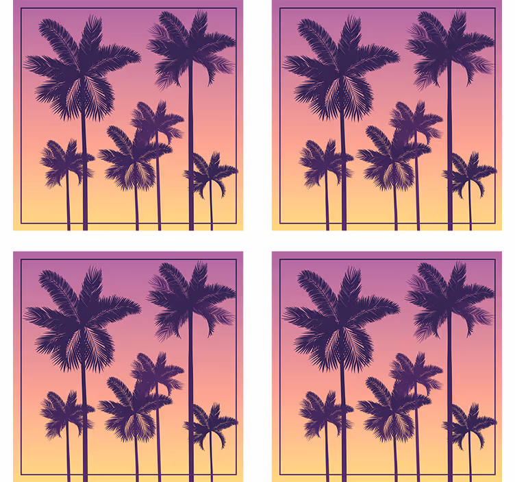 Coasters with silhouetted palm trees design - TenStickers