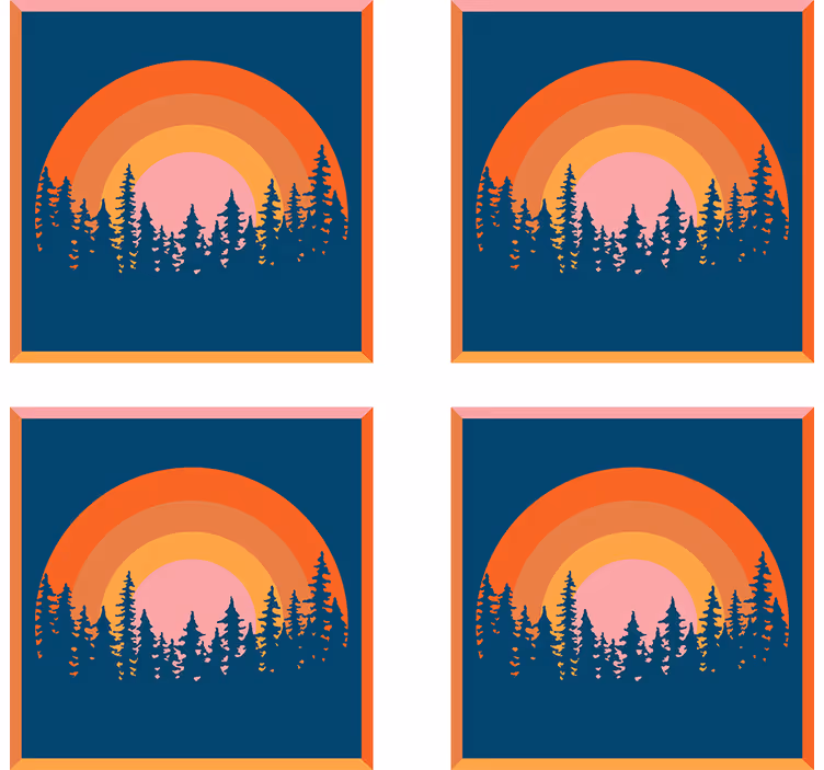 Vintage Sun and trees 70s coasters - TenStickers