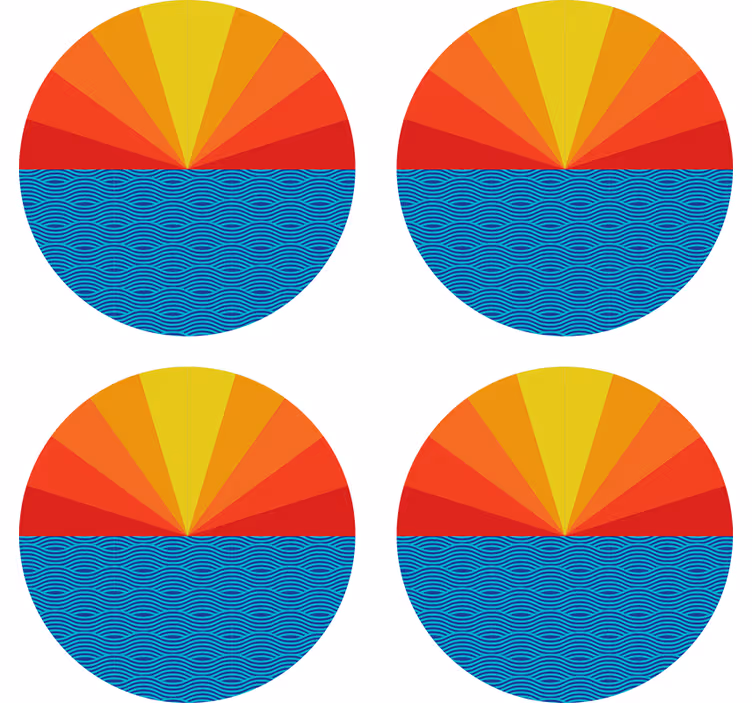 Vintage Sunset and sea circle 70s coasters - TenStickers